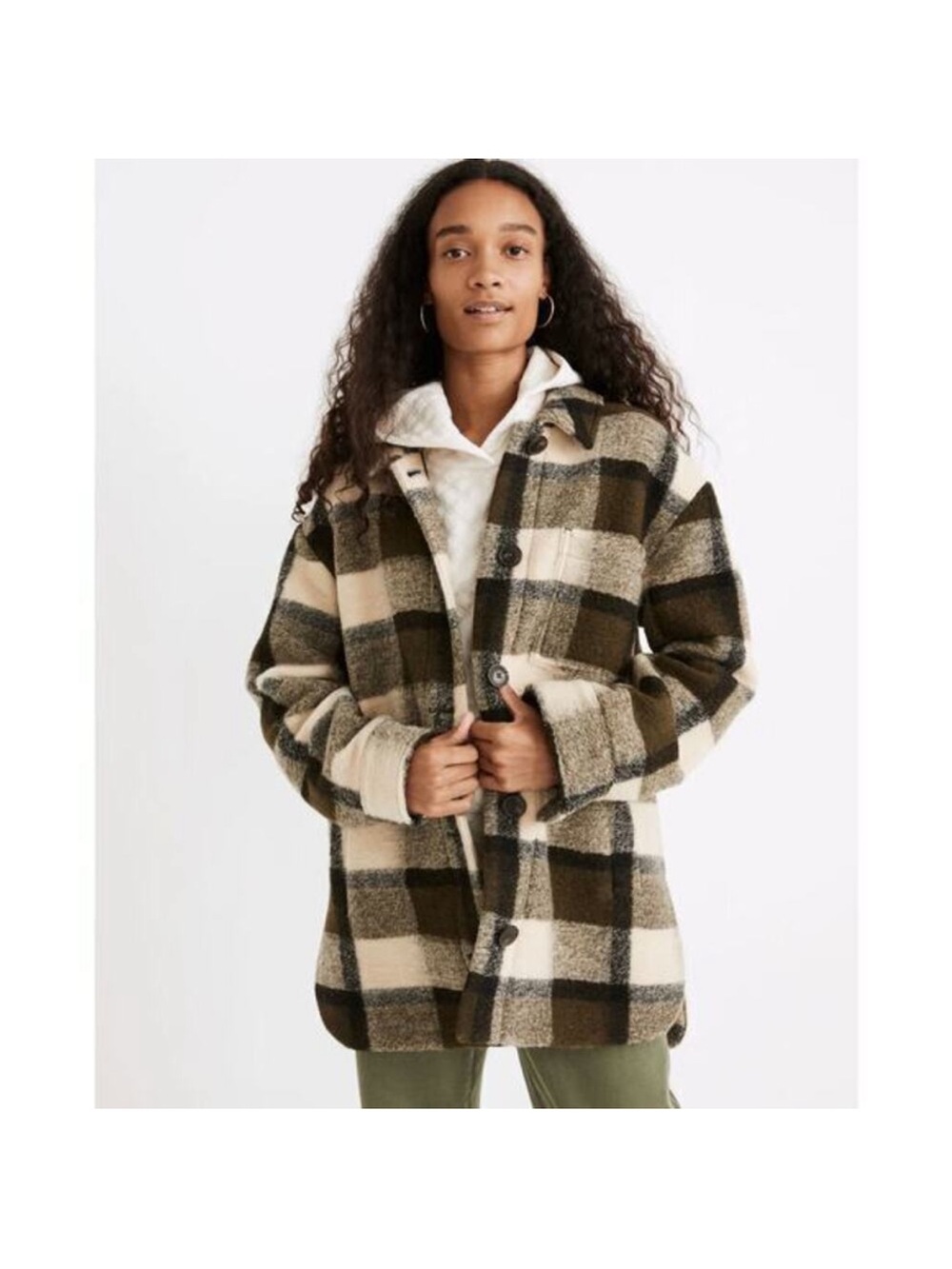 Madewell Belrose Shirt-Jacket in Maran Plaid size small
